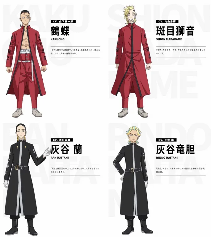 Tokyo Revengers saison 3 : Kakucho, Shion, Ran & Rindo