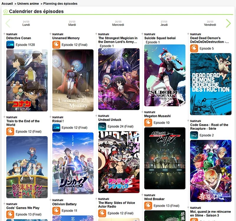 Manga Clic : Planning épisodes